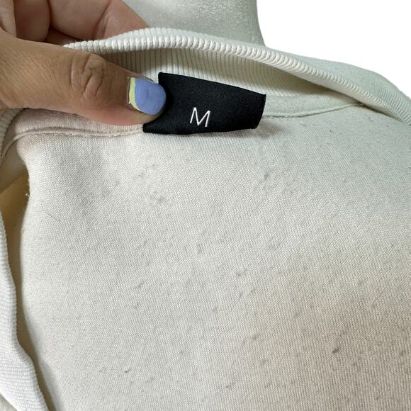 ZYIA  ACTIVE Womens M White Sherpa Collarless Full Zip Flying V Bomber Jacket - Picture 11 of 11